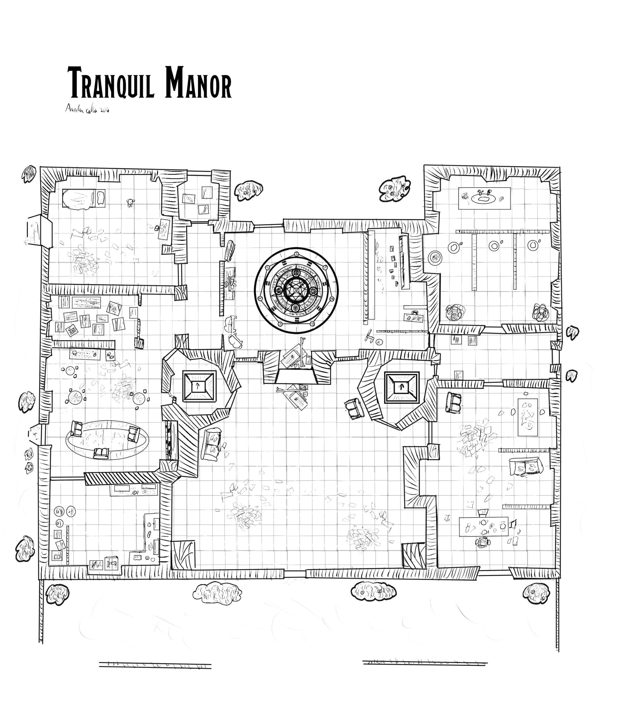 battle map of a manor