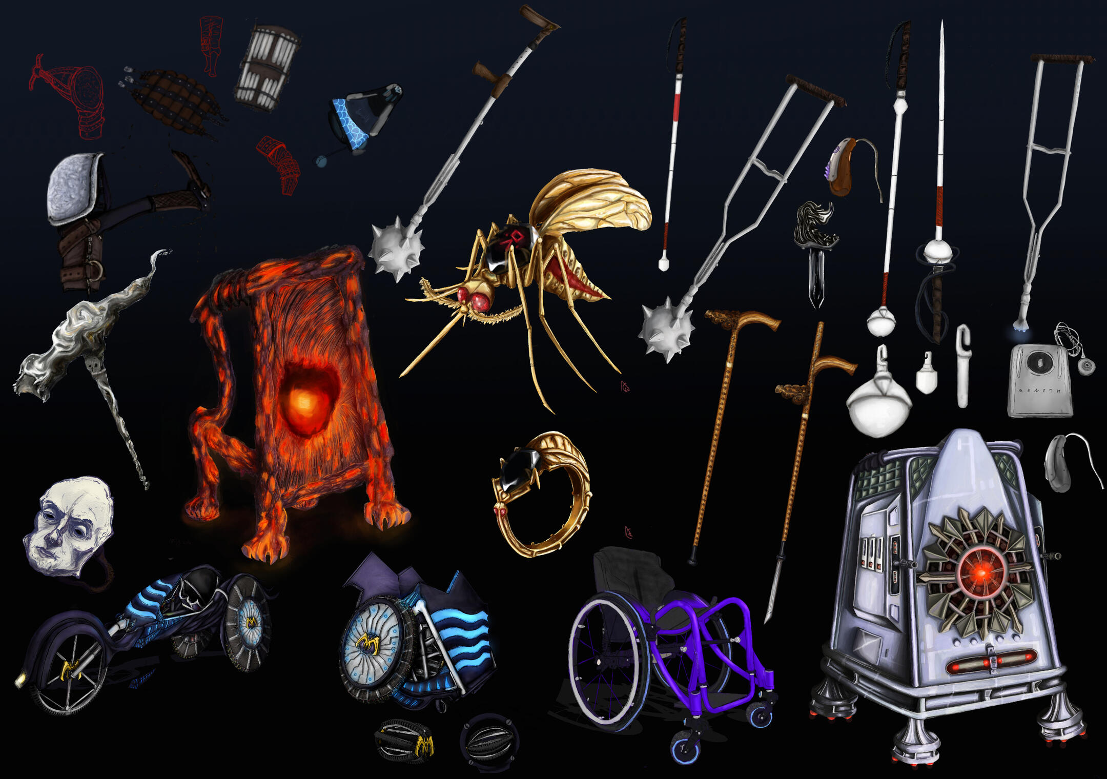 every accessibility aid prop ive made so far